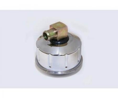 Scott Drake 1968-1969 Ford Mustang Closed Emissions Chrome Oil Cap with Gold Metal PCV Elbow. C8AZ-6766-BC