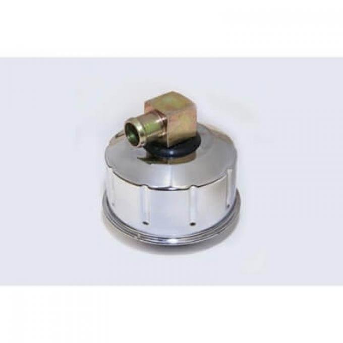 Scott Drake 1968-1969 Ford Mustang Closed Emissions Chrome Oil Cap with Gold Metal PCV Elbow. C8AZ-6766-BC