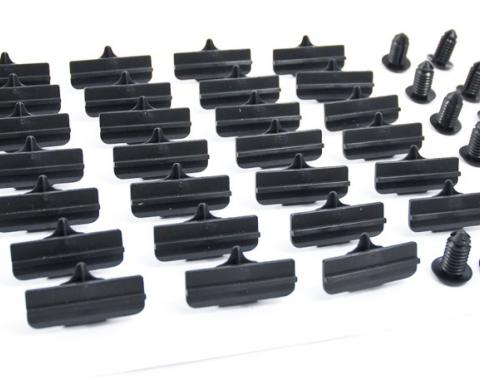 Pony Enterprises 94-98 Mustang 50pc Rocker & Fender Molding Install Kit - Clips & Pins for LH RH 1226