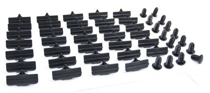 Pony Enterprises 94-98 Mustang 50pc Rocker & Fender Molding Install Kit - Clips & Pins for LH RH 1226