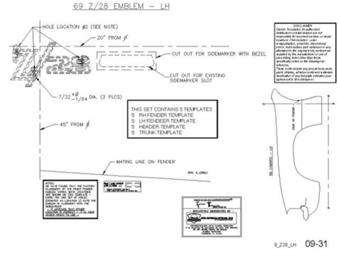 Classic Headquarters Z-28 Emblem Template Kit W-722