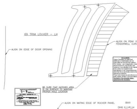 Classic Headquarters 1/4 Panel Louver Template Kit W-725