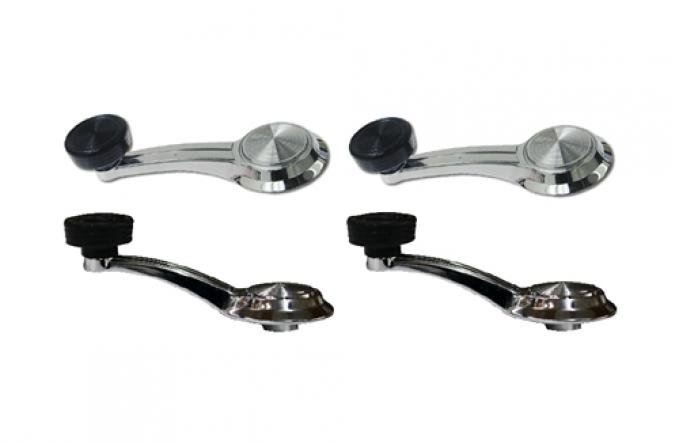 Classic Headquarters Window Crank Handle Set, Black Knobs R-429