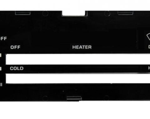 Classic Headquarters Camaro Heater Control Lens without Ac, with Backing Paper R-417