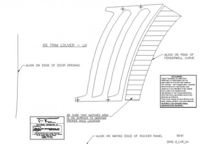 Classic Headquarters 1/4 Panel Louver Template Kit W-725