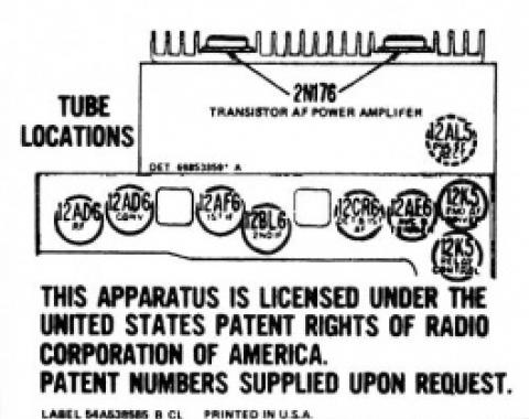 Ford Thunderbird Radio Schematic Decal, 1957