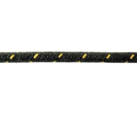 Bulk Wire, #16 Cloth Covered Primary Wire, Black With Yellow Tracer, Sold By The Foot