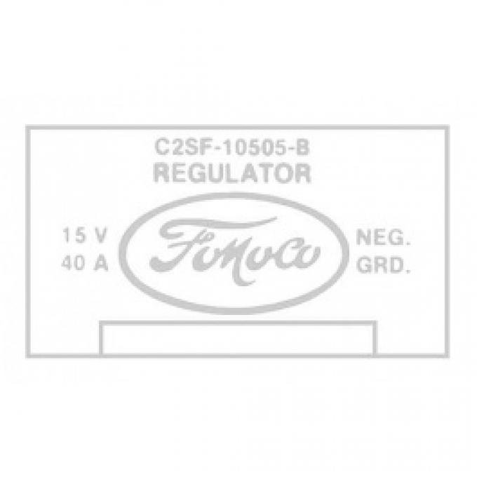 Ford Thunderbird Voltage Regulator Decal, 40 Amp, With Air Conditioning, C2SF-B, 1962