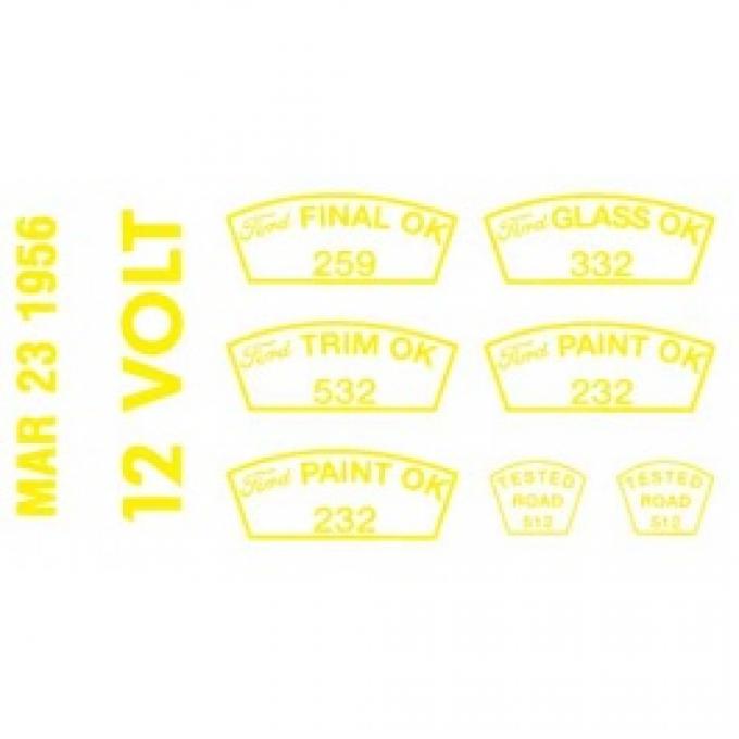 Ford Thunderbird Paint OK Decal Set -12 Volt, 3-23-56