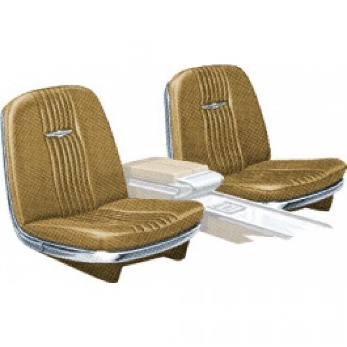 Ford Thunderbird Front Bucket & Rear Bench Seat Covers, Full Set, Vinyl, Medium Palomino #44, Trim Codes 59 & 59A, Without Reclining Passenger Seat, 1964