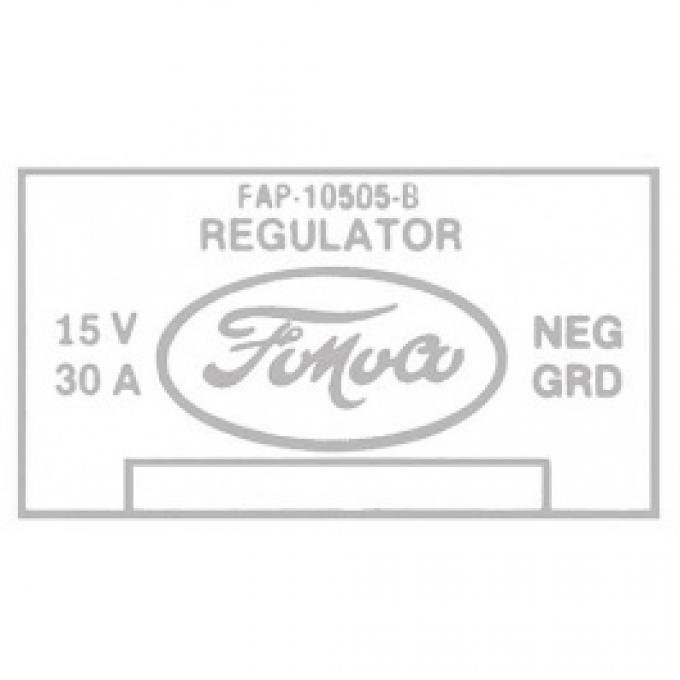 Ford Thunderbird Voltage Regulator Decal, FAP-B, 1956-57