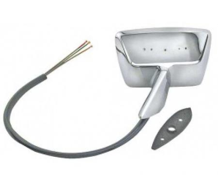 Ford Thunderbird Outside Rear View Mirror, Lft, Remote Control, Chrome, W/o Thunderbird Emb, 1964-66