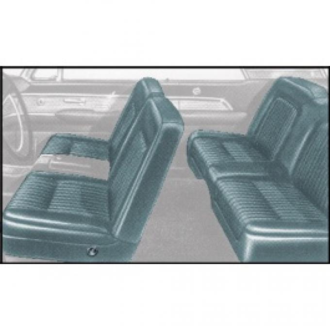 Ford Thunderbird Front Bucket & Rear Bench Seat Covers, Full Set, Vinyl, Light Blue Metallic #24, Trim Code 52, 1961-62