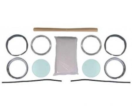 Ford Thunderbird Porthole Kit, Tinted Logo Glass, Includes White Headliner, 1956-57