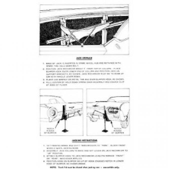 Ford Thunderbird Jack Instruction Decal, 1963