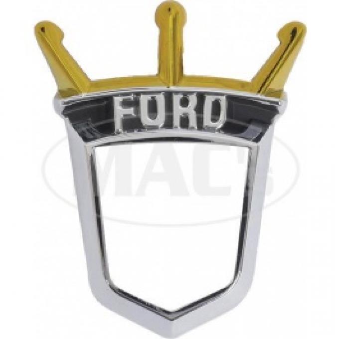 Ford Thunderbird Gas Door Emblem Bezel, Chrome, Ford Crest, 1955-56