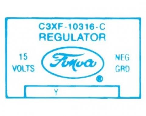 Ford Thunderbird Voltage Regulator Decal, 30 Amp, With Air Conditioning, C3XF-C, 1963