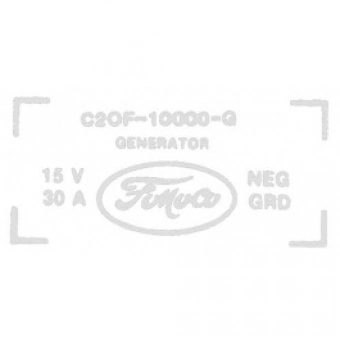 Ford Thunderbird 30 Amp Generator Decal, C2OF-10000-G, 1962