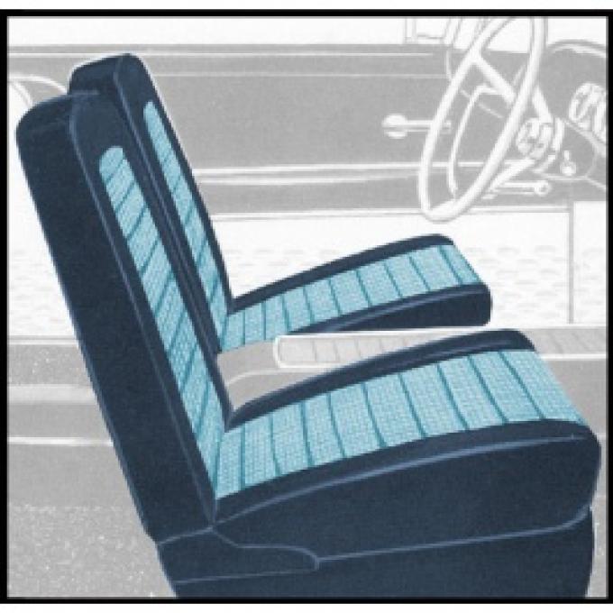 Ford Thunderbird Front Bucket Seat Covers, Vinyl, Dark Blue #9 & Light Blue #10, Trim Code 5X, 1959
