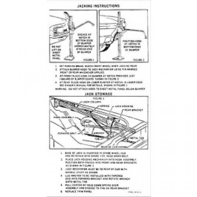 Ford Thunderbird Jack Instruction Decal, 1965
