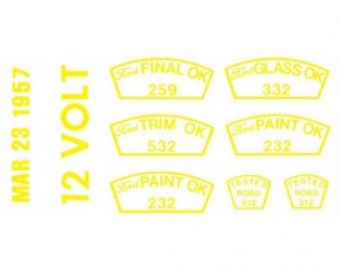 Ford Thunderbird Paint OK Decal Set, 12 Volt, 1957