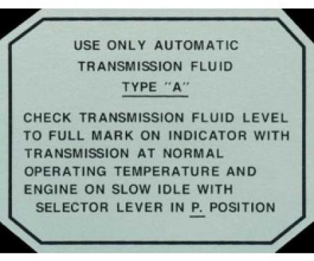 Ford Thunderbird Glove Box Decal, Automatic Transmission, 1955-57