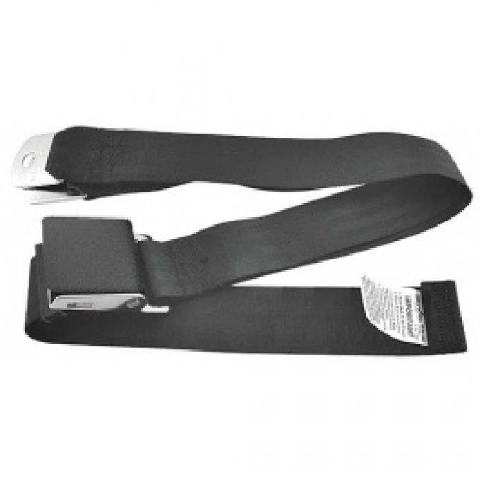 Ford Thunderbird Seat Belt, 60 Inches Long, Black With Black Wrinkle Finish Buckle