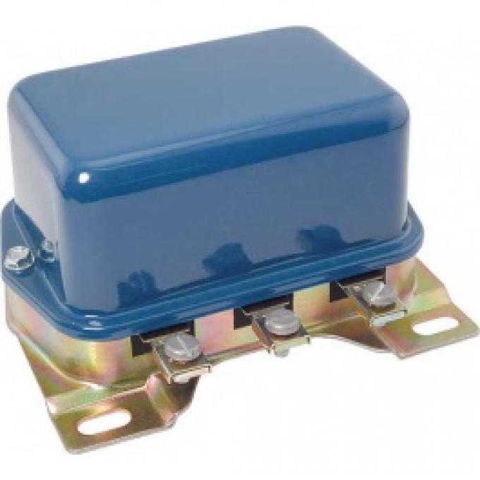 Ford Thunderbird Voltage Regulator, 12 Volt, 25 Or 30 Amp, Blue Cover, 1956-57