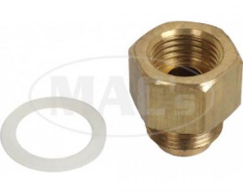 Ford Thunderbird Fuel Line Inlet Fitting, Includes Nylon Gasket, For Holley 4000 Teapot Carb, 1955-56
