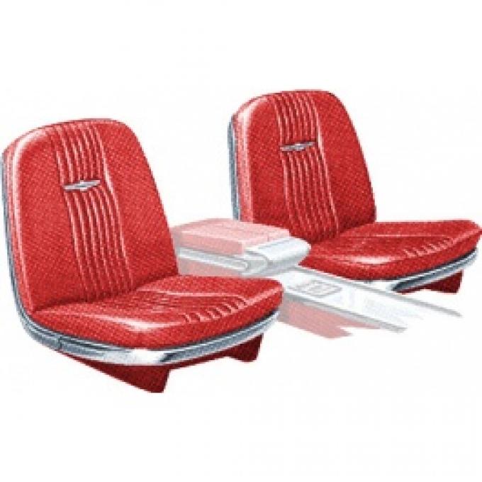 Ford Thunderbird Front Bucket Seat Covers, Vinyl, Red #8, Trim Codes 55 & 55A & 55B, Without Reclining Passenger Seat, 1964