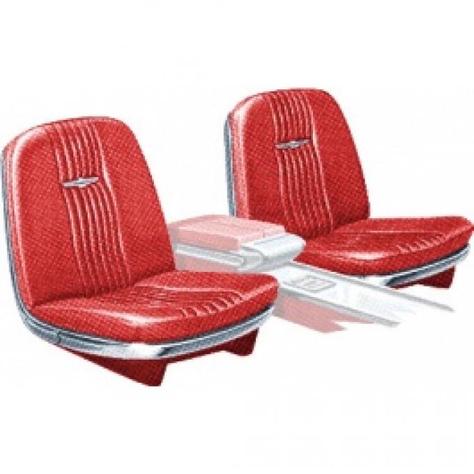 Ford Thunderbird Front Bucket Seat Covers, Vinyl, Red #8, Trim Codes 55 & 55A & 55B, Without Reclining Passenger Seat, 1964