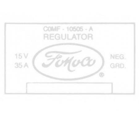 Ford Thunderbird Voltage Regulator Decal, 35 Amp, 352 & 430 V8 With Air Conditioning, COMF, 1960