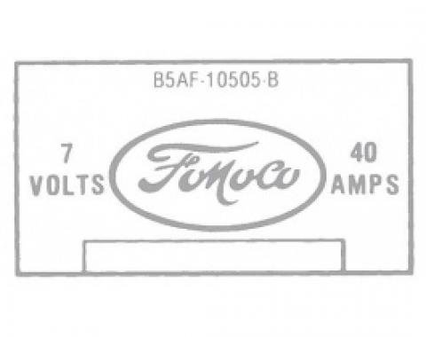 Ford Thunderbird Voltage Regulator Decal, B5AF-B, 1955