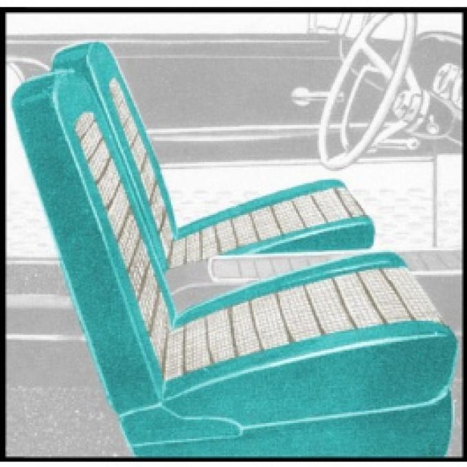 Ford Thunderbird Front Bucket Seat Covers, Vinyl, Turquoise #11 & White #2, Trim Code 7X, 1959