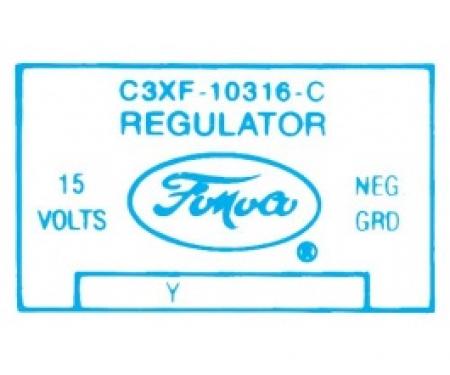 Ford Thunderbird Voltage Regulator Decal, 30 Amp, With Air Conditioning, C3XF-C, 1963