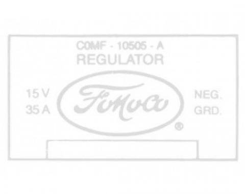 Ford Thunderbird Voltage Regulator Decal, 35 Amp, 352 & 430 V8 With Air Conditioning, COMF, 1960