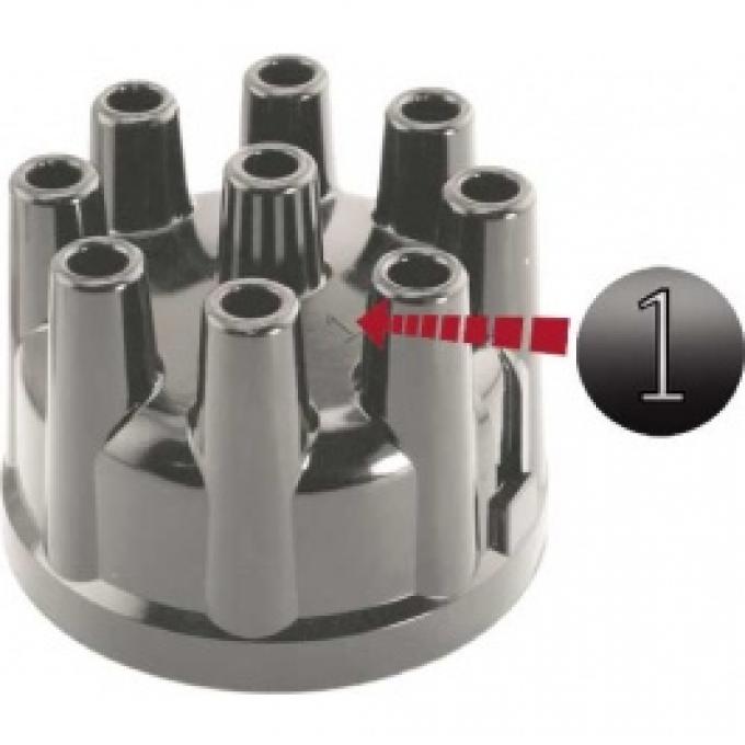 Ford Thunderbird Distributor Cap, Reproduction, Black, Aluminum Contacts, For All Engines, 1958-66