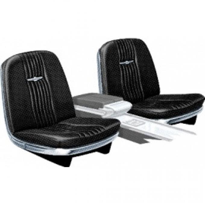 Ford Thunderbird Front Bucket Seat Covers, Vinyl, Black #23, Trim Code 26, Without Reclining Passenger Seat, 1965