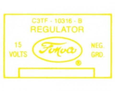 Ford Thunderbird Voltage Regulator Decal, 40 Amp, C3TF-B, 1963