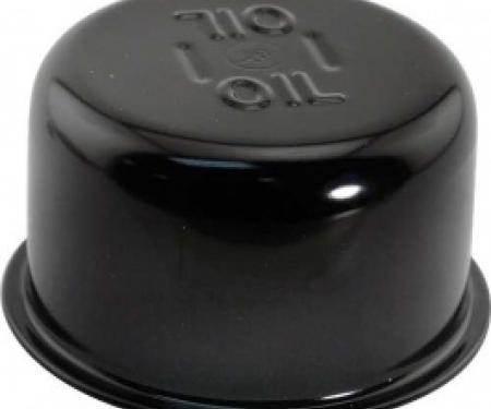 Ford Thunderbird Oil Filler Cap, Push-On Type, Gloss Black With Correct Logo, For Engines Without Dress-Up Kit, 1958-64