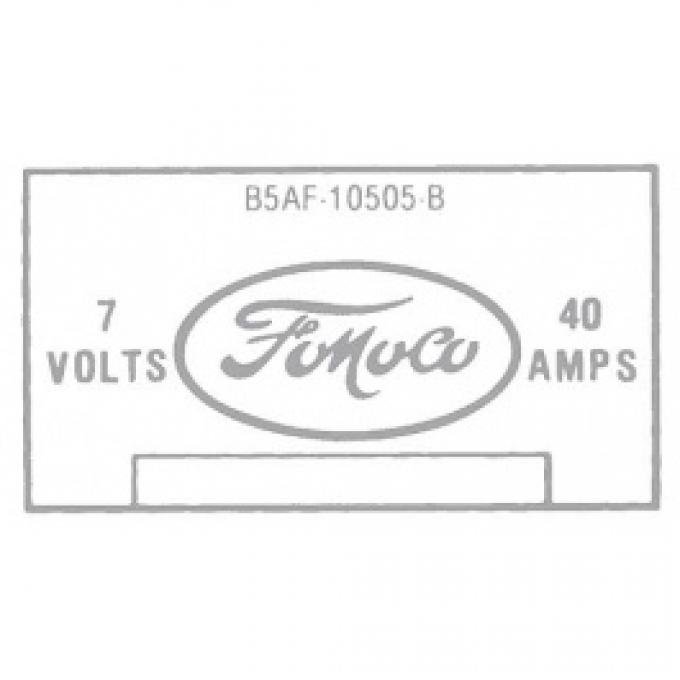 Ford Thunderbird Voltage Regulator Decal, B5AF-B, 1955