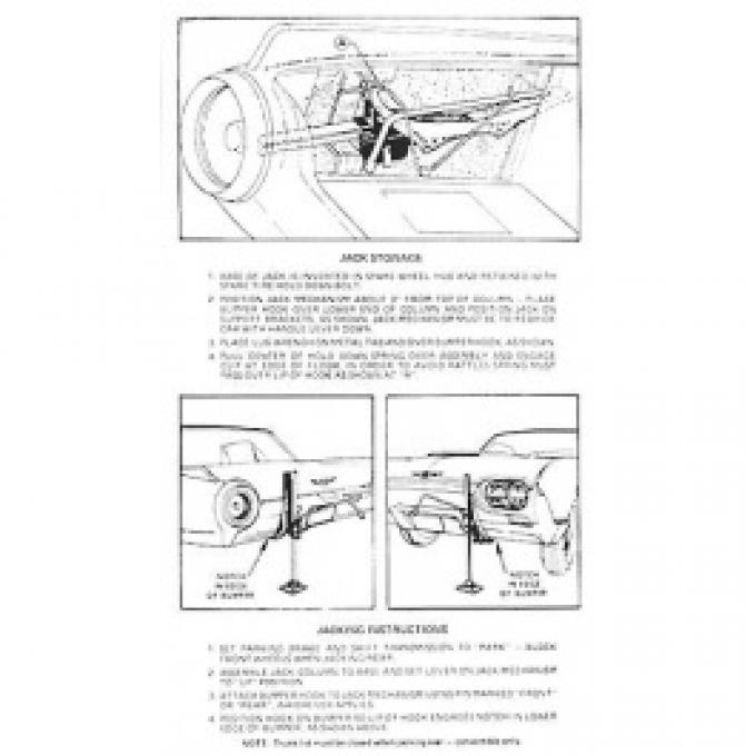Ford Thunderbird Jack Instruction Decal, 1961