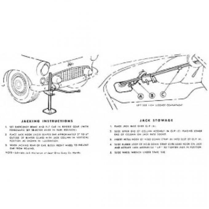 Ford Thunderbird Jack Instruction Decal, 1955-56