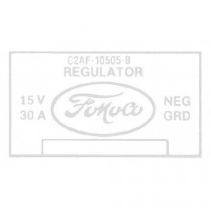 Ford Thunderbird Voltage Regulator Decal, C2AF-B, 30 Amp, 1962