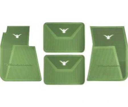 Ford Thunderbird Rubber Floor Mats 4 Pcs, Frt & Rr, Tbird Script And Wht Bird Logo, 58-60