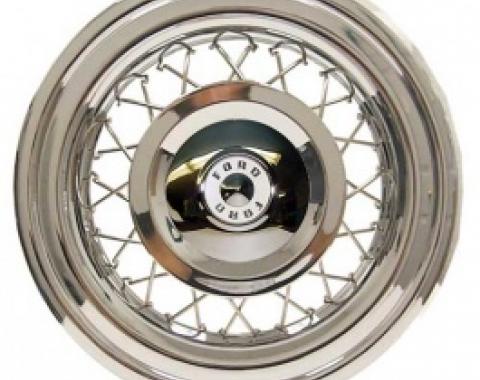 Ford Thunderbird Wire Wheel Cover Set, Set Of 4, White Painted Accents, 1956