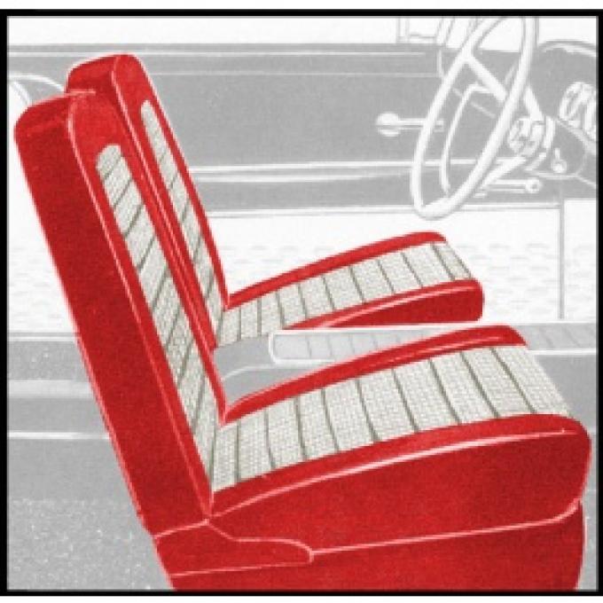Ford Thunderbird Front Bucket Seat Covers, Vinyl, Red #8 & White #2, Trim Code 9X, 1959