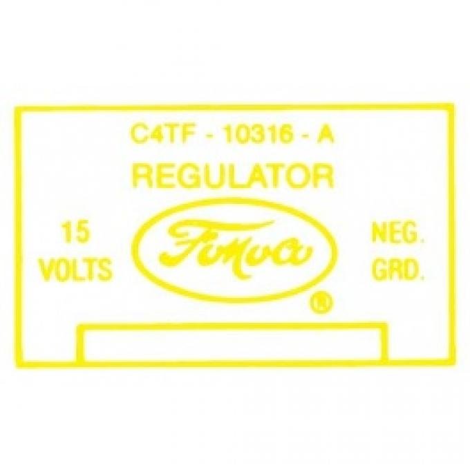 Ford Thunderbird Voltage Regulator Decal, 30 & 40 Amp, Late 1963, C4TF-A, 1963
