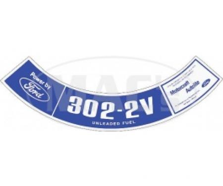 302 2BBL Air Cleaner Decal, 1977-1979 Thunderbird