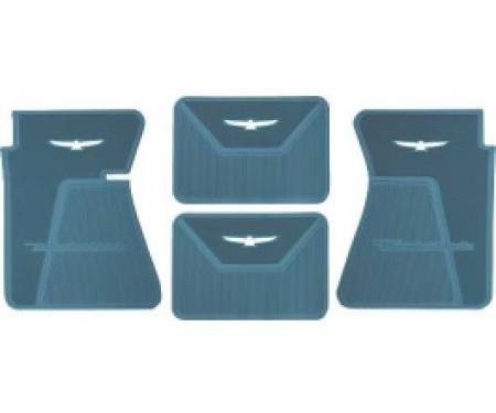 Ford Thunderbird Rubber Floor Mats, 4 Piece Set, Front & Rear, With White T-Bird, 1961-63